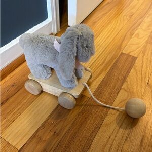 Pottery Barn Kids Gray Plush Bunny Pull Toy